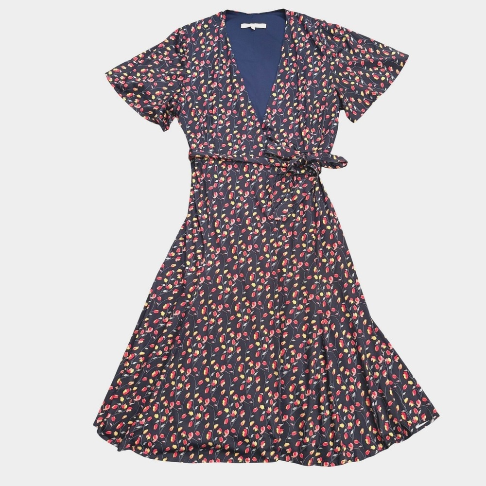 Anthropologie Hutch Floral Kiera Wrap Dress Maxi V-Neck Flutter Sleeve XL Tulips - Picture 2 of 16